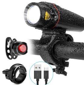 New Bicycle Light USB Rechargeable Headlight Tail Light (Option: Outfit)
