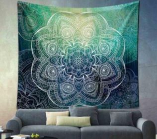 Indian Mandala Tapestry Green Blue Flower Beautiful Wall Art Tapestry 210x150cm Bedspread Beach Towel Yoga Blanket Table Cloth (Option: E-150x130cm thick)