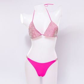Bra set ladies seaside holiday split swimsuit (Option: Rose Red-L)