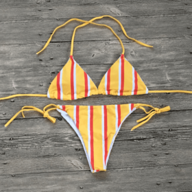 European and American sequins sexy bikini split swimsuit ladies (Option: Yellow 3-S)